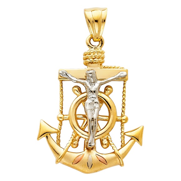 14k Gold Mariners Cross Pendant Hot 